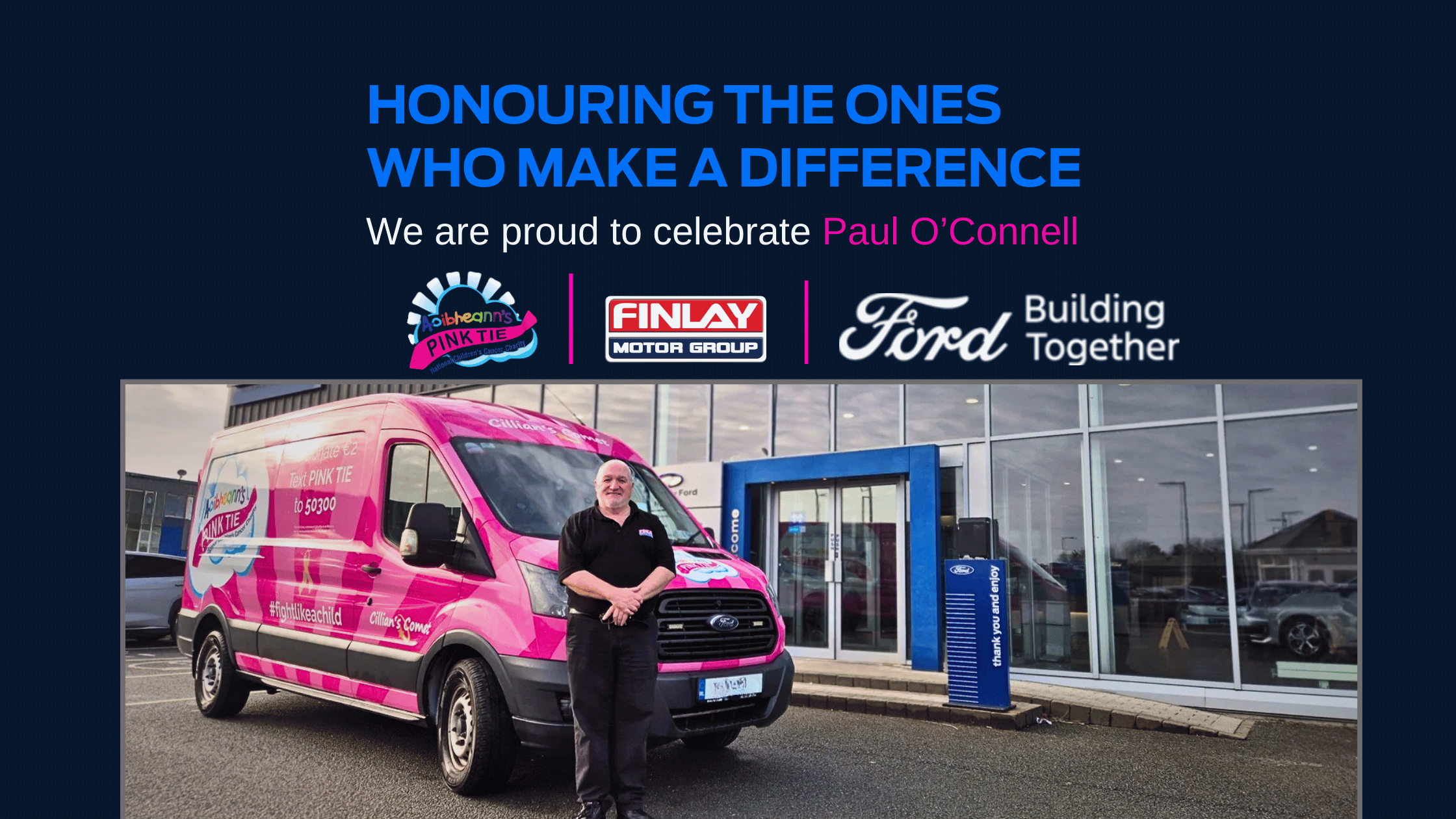 Pink Ford Transit Hero Paul O'Connell Drives Hope for Childhood Cancer Families in Kildare